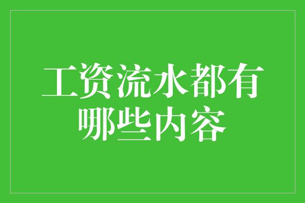 工资流水都有哪些内容