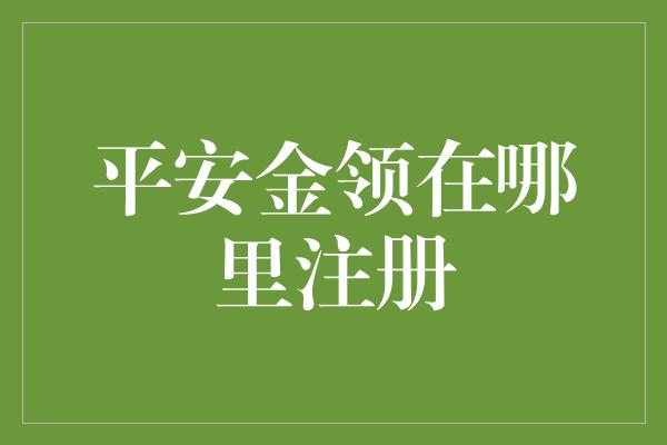 平安金领在哪里注册