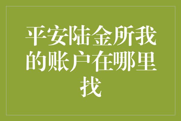 平安陆金所我的账户在哪里找