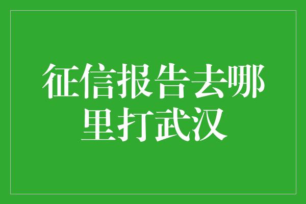 征信报告去哪里打武汉