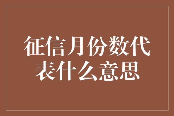 征信月份数代表什么意思