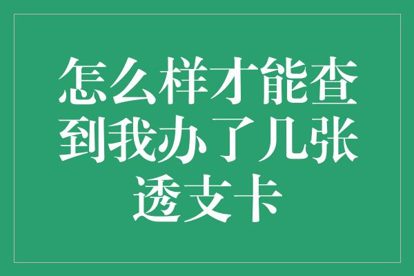 怎么样才能查到我办了几张透支卡