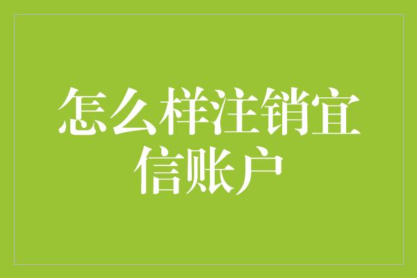 怎么样注销宜信账户