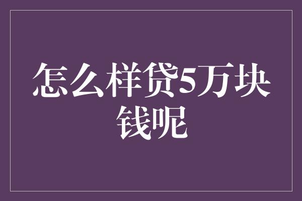 怎么样贷5万块钱呢