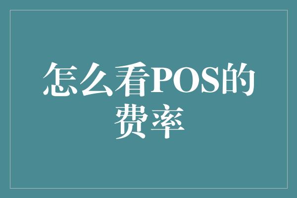 怎么看POS的费率