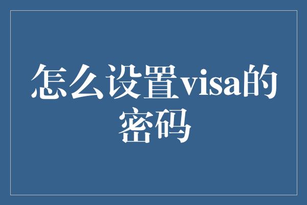 怎么设置visa的密码