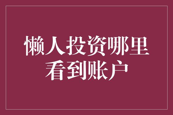 懒人投资哪里看到账户