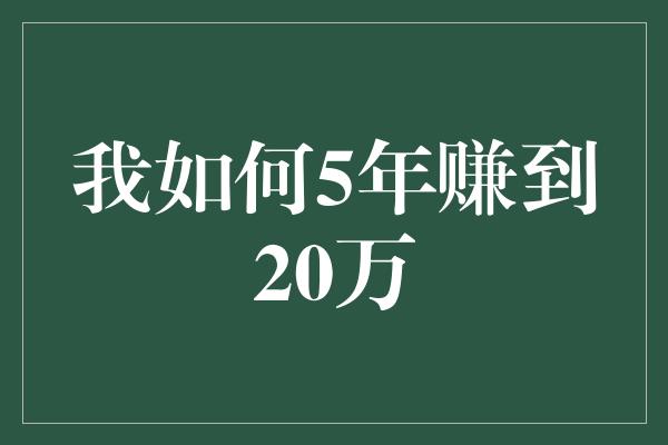 我如何5年赚到20万