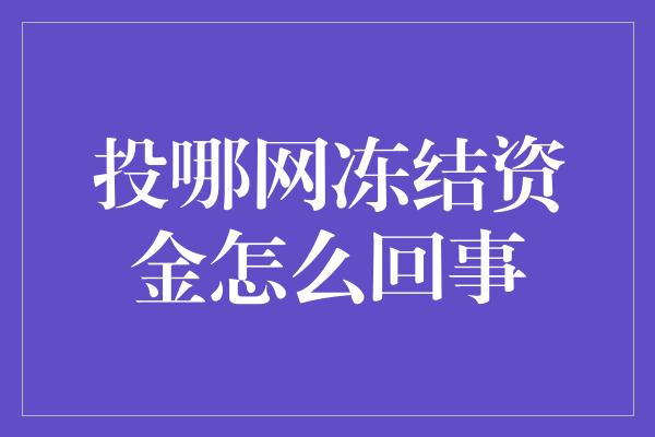 投哪网冻结资金怎么回事