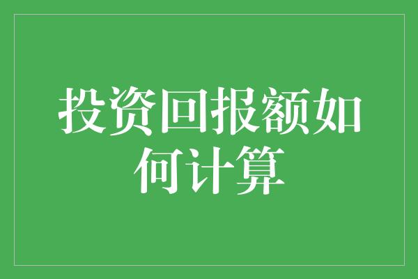 投资回报额如何计算