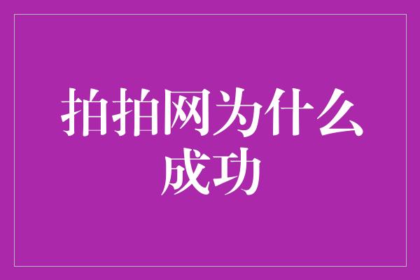 拍拍网为什么成功