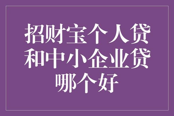 招财宝个人贷和中小企业贷哪个好