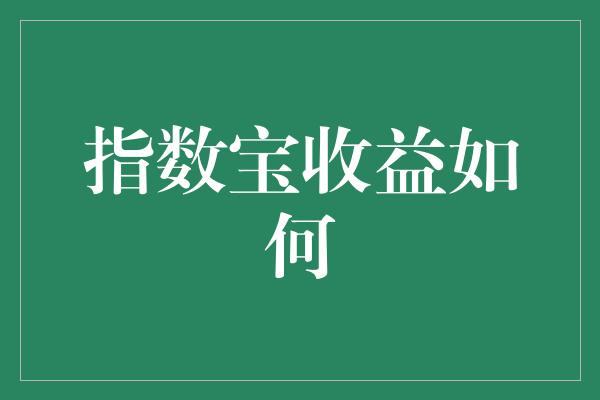 指数宝收益如何