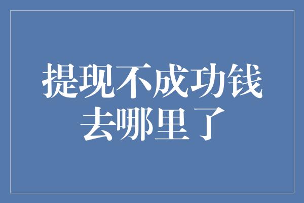 提现不成功钱去哪里了