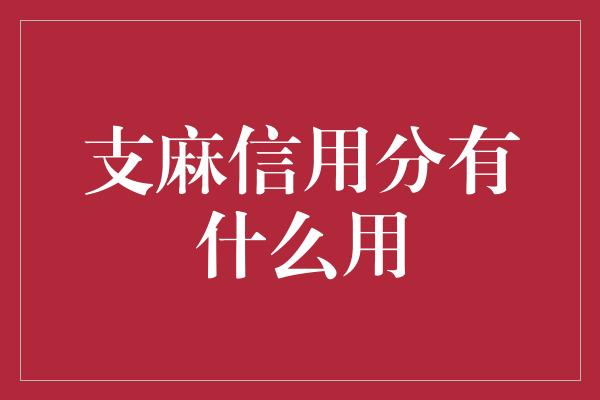 支麻信用分有什么用