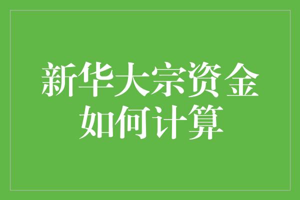 新华大宗资金如何计算