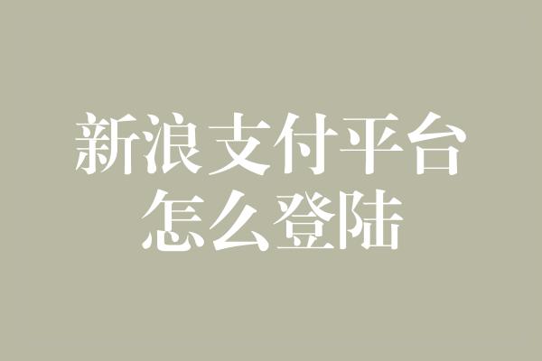 新浪支付平台怎么登陆