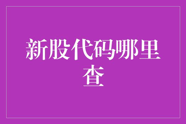 新股代码哪里查