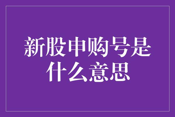 新股申购号是什么意思