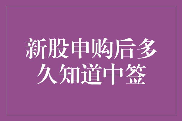 新股申购后多久知道中签