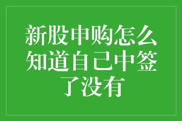 新股申购怎么知道自己中签了没有