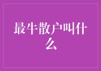 最牛散户叫什么？我猜，他可能是个股神附体的散户大侠？