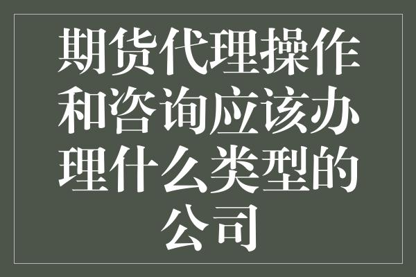 期货代理操作和咨询应该办理什么类型的公司