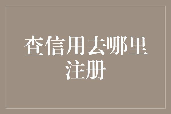 查信用去哪里注册