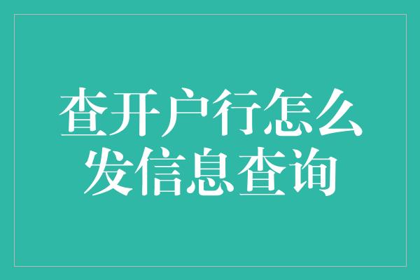 查开户行怎么发信息查询