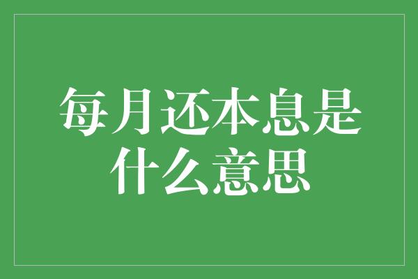 每月还本息是什么意思