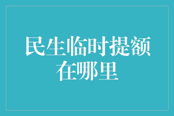 民生临时提额在哪里