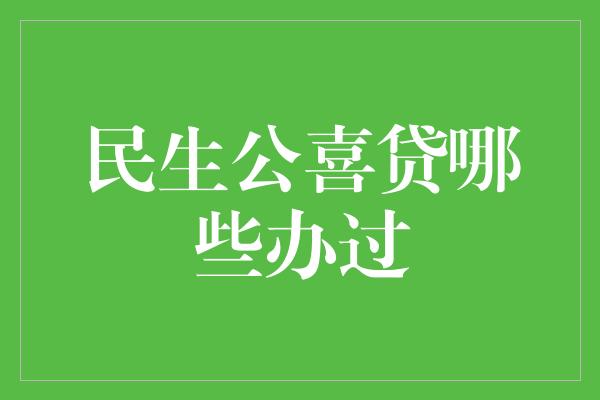 民生公喜贷哪些办过