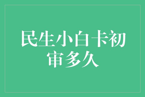 民生小白卡初审多久