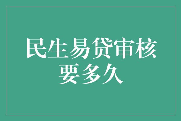 民生易贷审核要多久