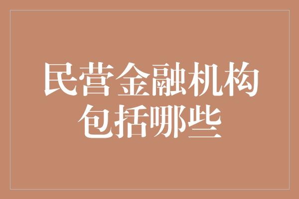 民营金融机构包括哪些