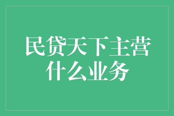 民贷天下主营什么业务