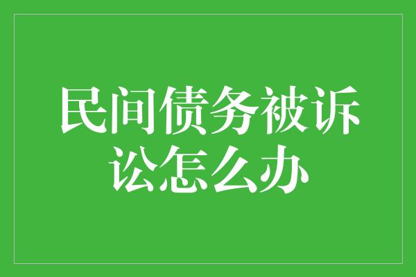 民间债务被诉讼怎么办