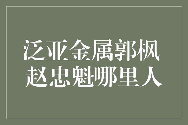 泛亚金属郭枫 赵忠魁哪里人