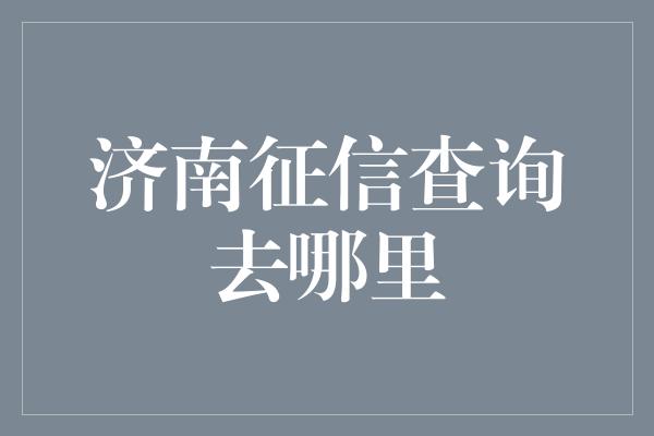 济南征信查询去哪里