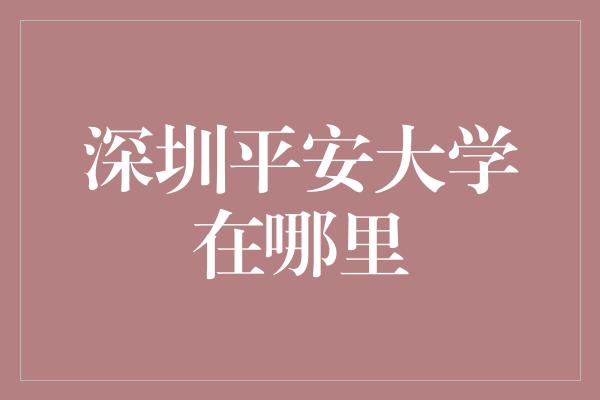 深圳平安大学在哪里