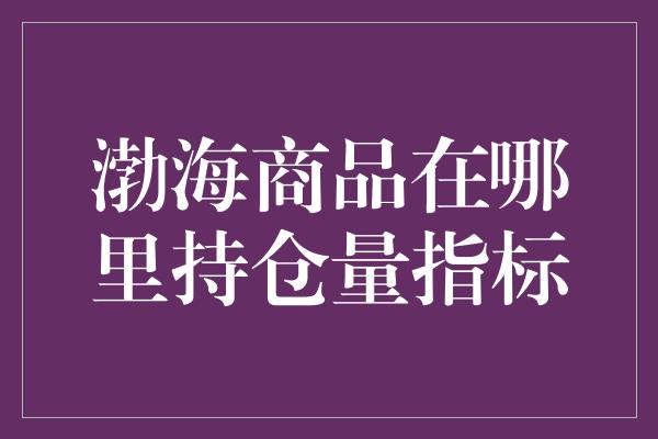 渤海商品在哪里持仓量指标