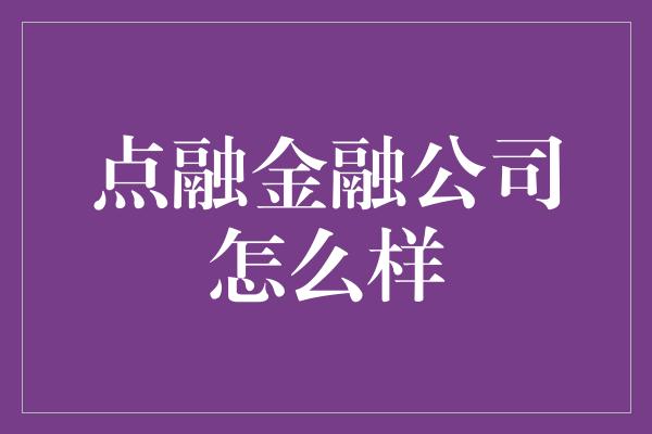 点融金融公司怎么样