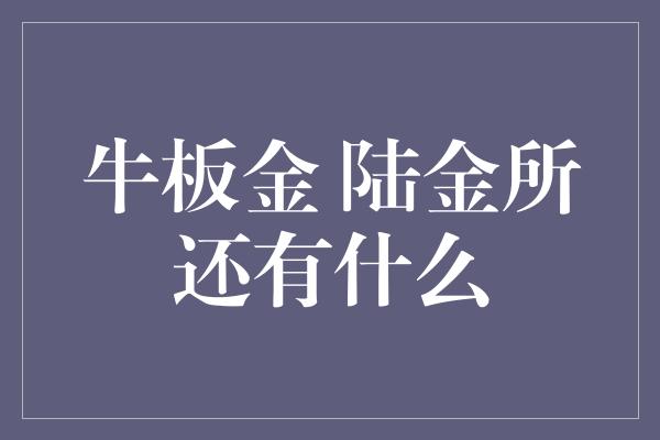 牛板金 陆金所还有什么