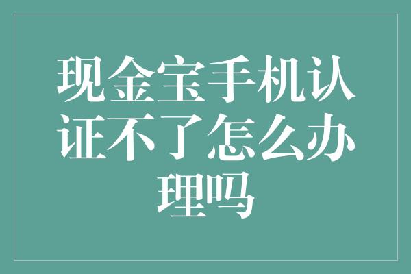 现金宝手机认证不了怎么办理吗