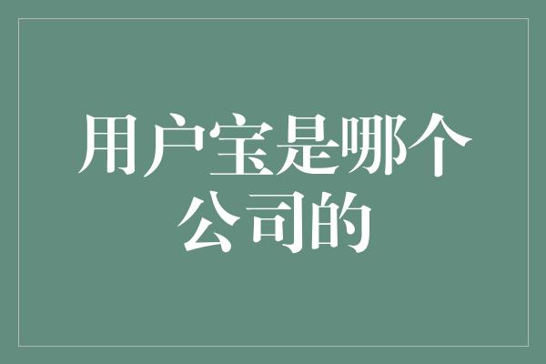 用户宝是哪个公司的