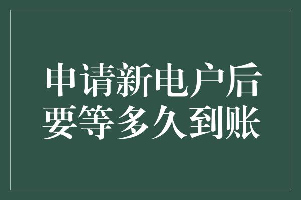 申请新电户后要等多久到账