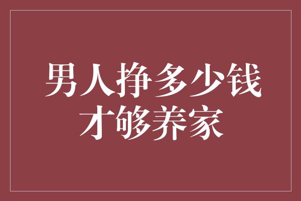 男人挣多少钱才够养家