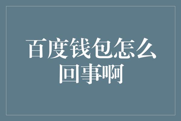 百度钱包怎么回事啊