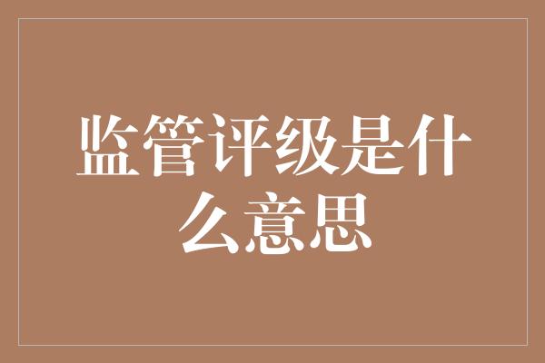 监管评级是什么意思