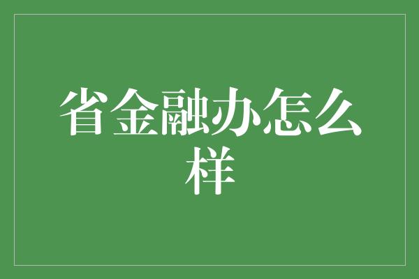 省金融办怎么样